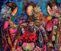 Shazly Khan, When the beauty of friendship, love, and a warm cup of tea is all we need, 24 x 20 Inch, Acrylic on Canvas, Figurative Paintings, AC-SZK-146 Shazly Khan, When the beauty of friendship, love, and a warm cup of tea is all we need, 24 x 20 Inch, Acrylic on Canvas, Figurative Paintings, AC-SZK-146